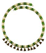 Multi Colour Stone Stud-Gold Platted Brass Necklace