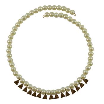 Cream Moti Stud-Gold Platted Brass Necklace 1