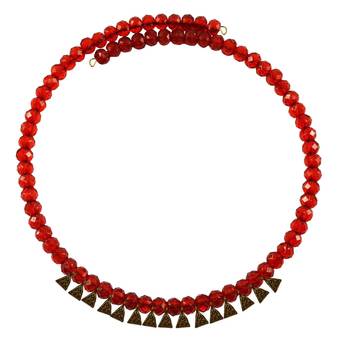 Red Moti Stud-Gold Platted Brass Necklace 1