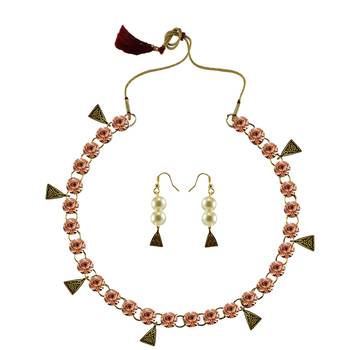 Pitch Stone Stud-Gold Platted Brass Necklace 1