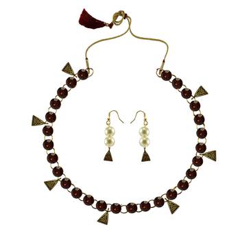 Copper Stone Stud-Gold Platted Brass Necklace 1