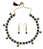 Grey Stone Stud-Gold Platted Brass Necklace