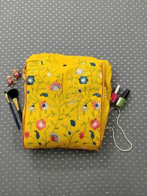 Yellow Colored Embroidery Worked Soft Cotton Kurti 2
