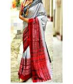 White Hand Weaving Work Pure Cotton Temple Design Handloom saree With blouse