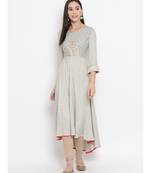 Women  Grey Rayon Printed A-line Kurta