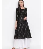 Women  Grey Cotton Printed A-line Kurta