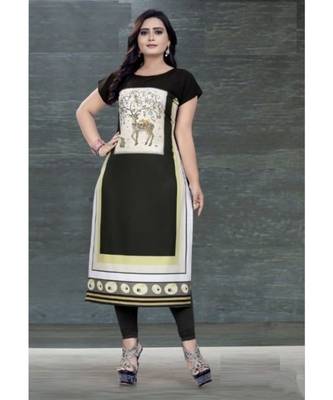 black printed crepe kurti 1
