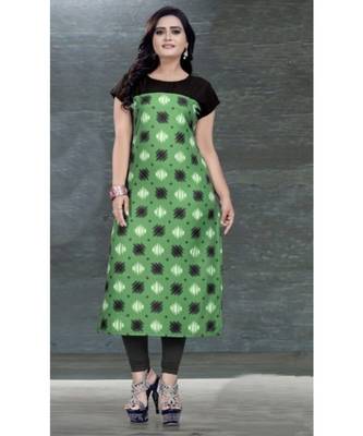 green printed crepe kurti 1