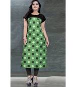 green printed crepe kurti