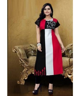 red printed crepe kurti 1