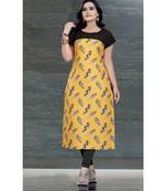 yellow printed crepe kurti
