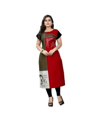 red printed crepe kurti 1