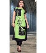 green printed crepe kurti