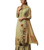 Green digital print pashmina salwar