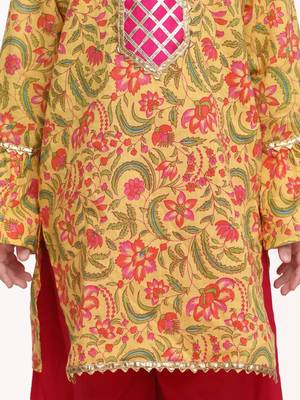 Pink Hand Block Print Kurti Palazzo For Girls 4