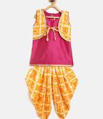 Yellow Attached Jacket Kurti Dhoti For Baby Girls