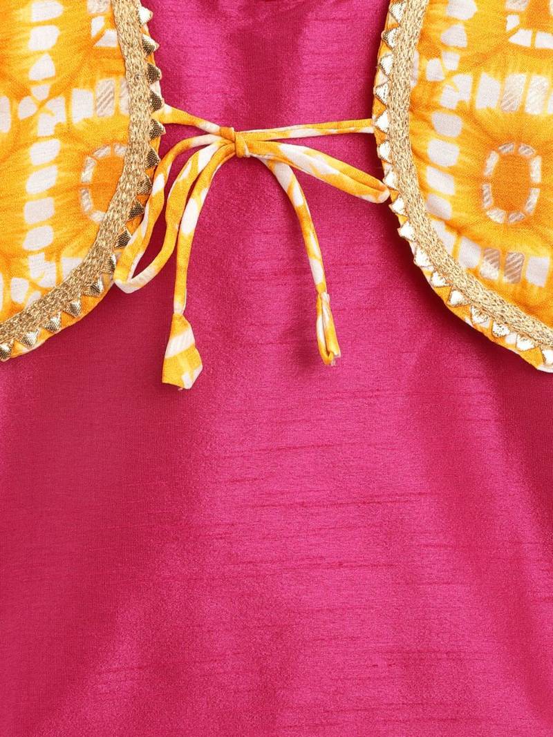 Yellow Attached Jacket Kurti Dhoti For Baby Girls