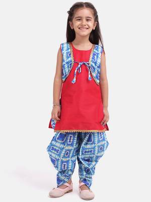 Blue Attached Jacket Kurti Dhoti For Baby Girls 1