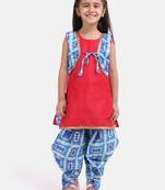Blue Attached Jacket Kurti Dhoti For Baby Girls