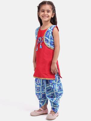 Blue Attached Jacket Kurti Dhoti For Baby Girls 2