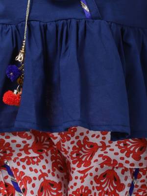 Blue Jaipuri Print Pure Cotton Dhoti Top For Baby Girls 5
