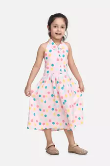 Light Pink Halter Neck  Collar Frock For baby girls