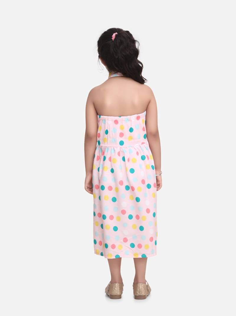 Light Pink Halter Neck  Collar Frock For baby girls