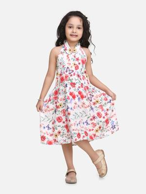 White Halter Neck  Collar Frock For baby girls 3