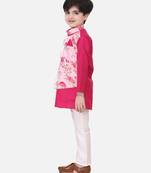 Pink Attached Jacket Kurta Pajama For Boys