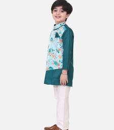 Green Attached Jacket Kurta Pajama For Boys