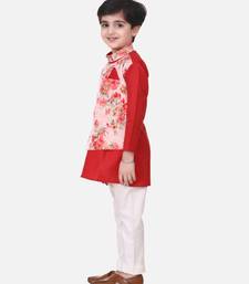 Red Attached Jacket Kurta Pajama For Boys