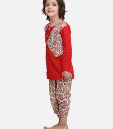 Red Block Print Jaipuri Cotton Dhoti Kurta