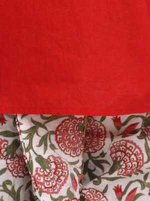 Red Block Print Jaipuri Cotton Dhoti Kurta 4