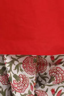 Red Block Print Jaipuri Cotton Dhoti Kurta