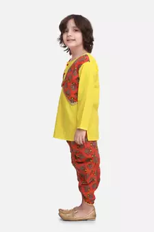Coral Block Print Jaipuri Cotton Dhoti Kurta