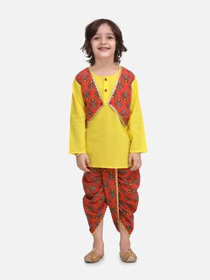 Coral Block Print Jaipuri Cotton Dhoti Kurta 1