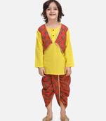 Coral Block Print Jaipuri Cotton Dhoti Kurta