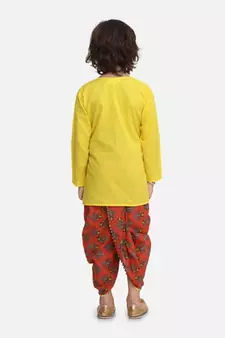 Coral Block Print Jaipuri Cotton Dhoti Kurta