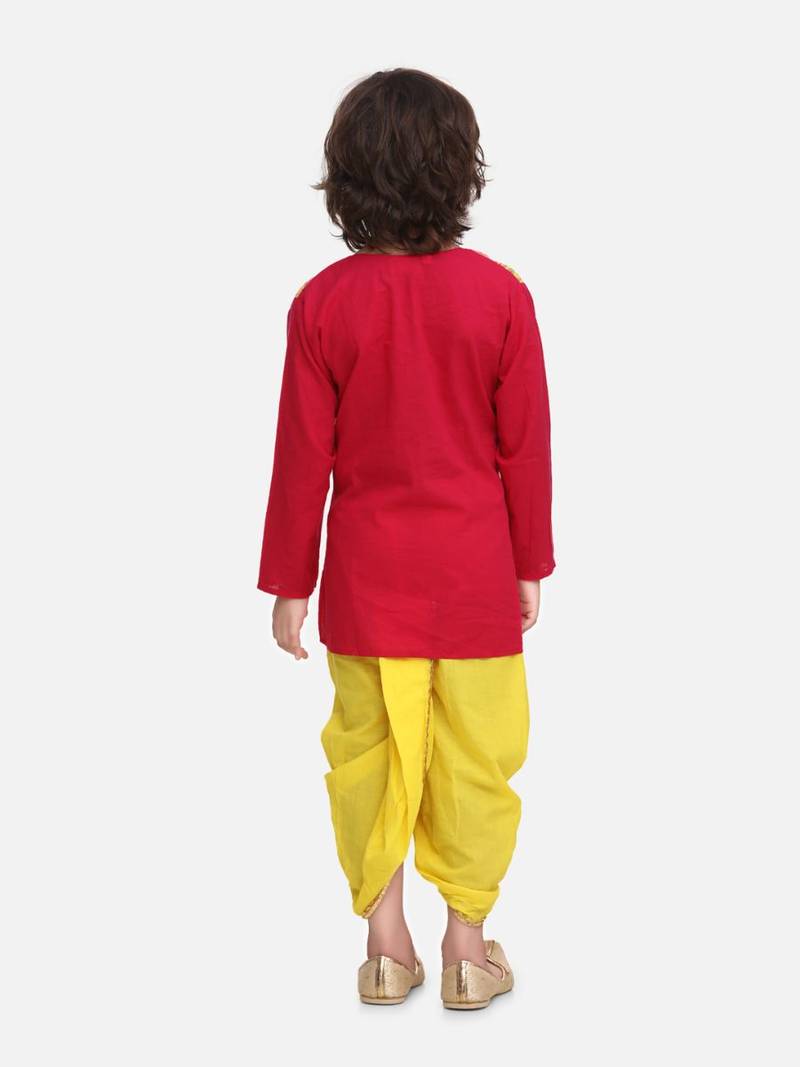 Pink Block Print Jaipuri Cotton Dhoti Kurta