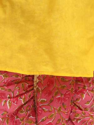 Yellow Block Print Jaipuri Cotton Dhoti Kurta 4