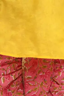 Yellow Block Print Jaipuri Cotton Dhoti Kurta