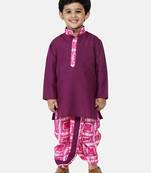 Pink Shibori Print Dhoti Kurta For Boys