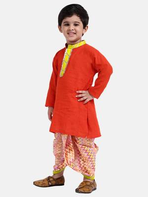 red Jaipuri Print Cambric Cotton Dhoti Kurta 3