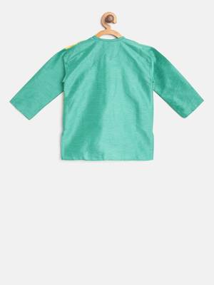 Green Attached Jacket Kurta Dhoti For Baby Boy 5