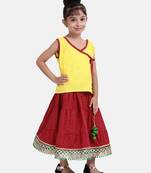 Yellow Sanganeri Print Cambric cotton Skirt Top