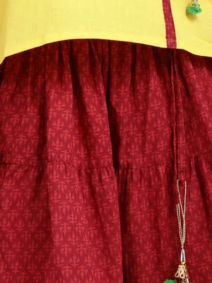 Yellow Sanganeri Print Cambric cotton Skirt Top 4