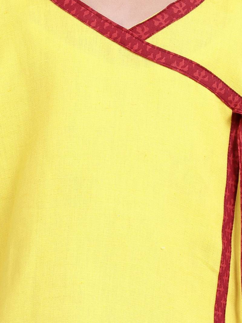 Yellow Sanganeri Print Cambric cotton Skirt Top