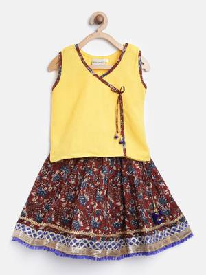 Maroon Sanganeri Print Cambric cotton Skirt Top 1