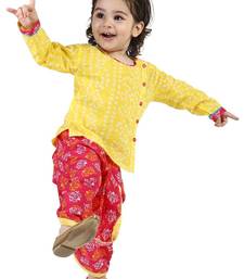 Yellow Front Open Full Sleeve Infant Dhoti Kurta