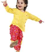 Yellow Front Open Full Sleeve Infant Dhoti Kurta